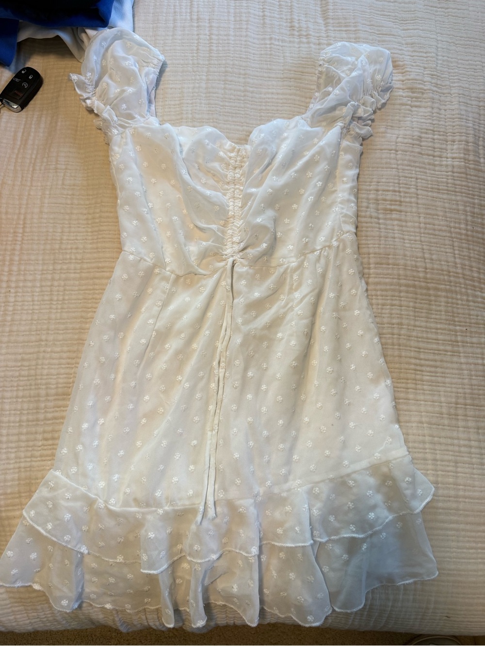 Princess Polly White Floral Swiss Dot Mini Dress